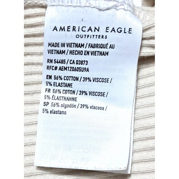 American Eagle Aerie Beige Ribbed Ruched Spaghetti Strap Crop Tank Top Size M - Picture 4 of 9